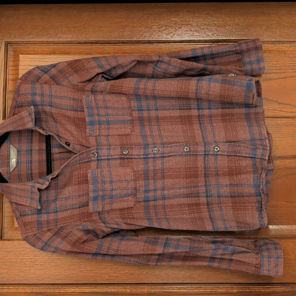 The North Face Plum and Blue Plaid Flannel Shirt